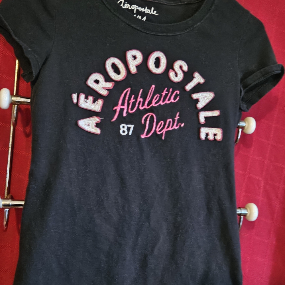 Aeropostale Black Tee with Pink Accents
